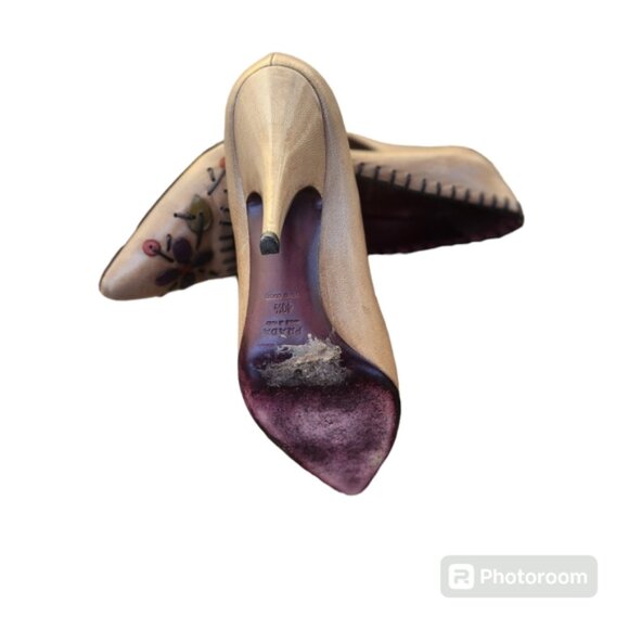 Prada Leather Floral Print Pumps size 40 1/2 EU - Picture 3 of 10